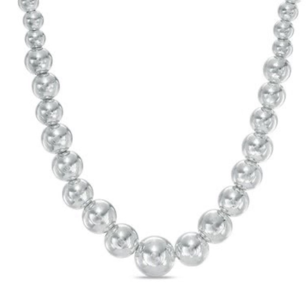 NWOT Sterling Silver Graduating Ball Bead Necklace